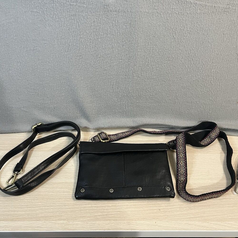 Joy Susan Black Leather Crossbody Purse Bag Small 9X6 Extra Straps